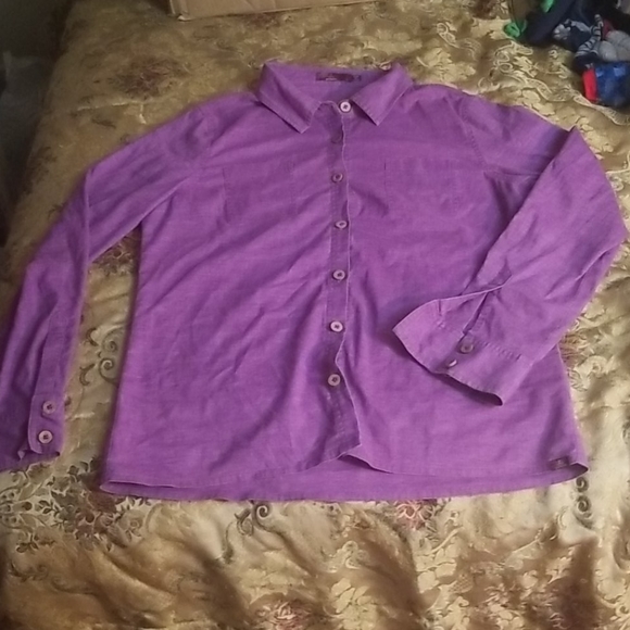 PRANA purple hemp button up shirt - Picture 2 of 7